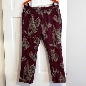 🍃Bonobos🍃 - Men's Maroon Slim Fit Hawaiian Print Linen Blend Pant